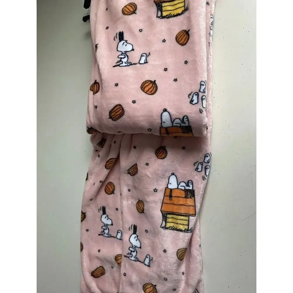 Peanuts Soft‎ Blanket Throw Snoopy Woodstock Pumpkin Halloween Pink 50X70” NEW